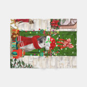 Siberian Husky Dog Kerstmis Fleece Deken (Voorkant (Horizontaal))