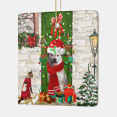Siberian Husky Dog Kerstmis Keramisch Ornament (Links)