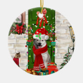Siberian Husky Dog Kerstmis Keramisch Ornament (Voorkant)