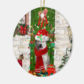 Siberian Husky Dog Kerstmis Keramisch Ornament (Links)
