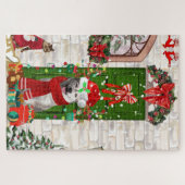 Siberian Husky Dog Kerstmis Legpuzzel (Horizontaal)