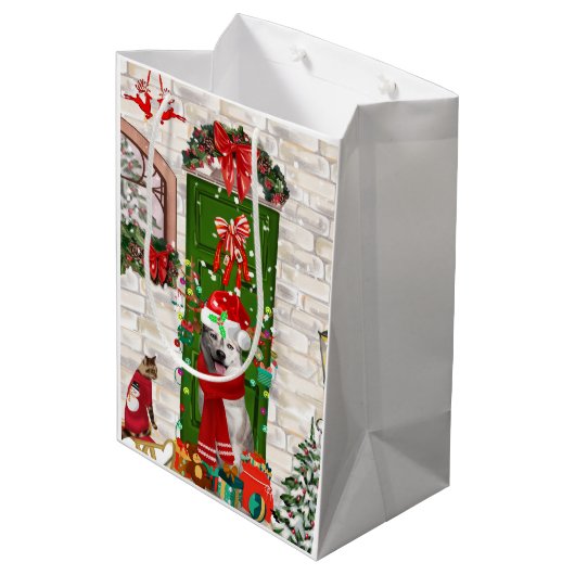 Siberian Husky Dog Kerstmis Medium Cadeauzakje (Achterkant Gekanteld)
