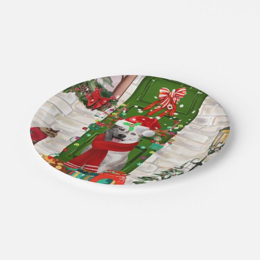 Siberian Husky Dog Kerstmis Papieren Bordje (Gekanteld)
