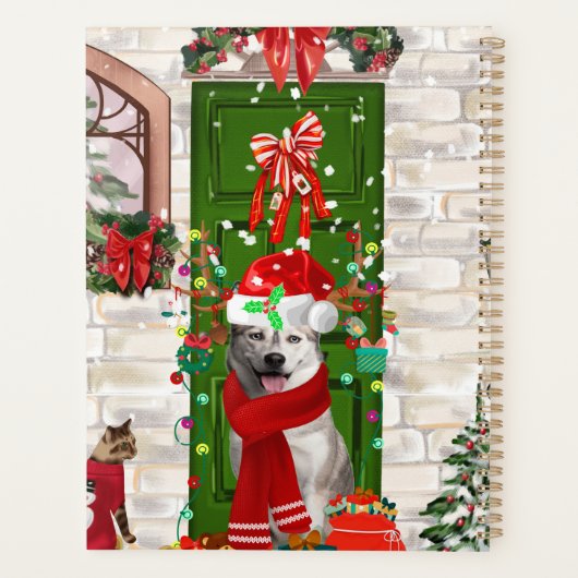 Siberian Husky Dog Kerstmis Planner (Achterkant)