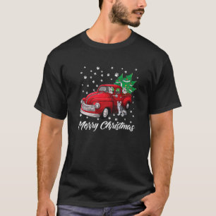 Siberian Husky Dog Kerstmis Red Truck Merry Xmas T-shirt