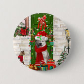 Siberian Husky Dog Kerstmis Ronde Button 5,7 Cm (Voorkant)