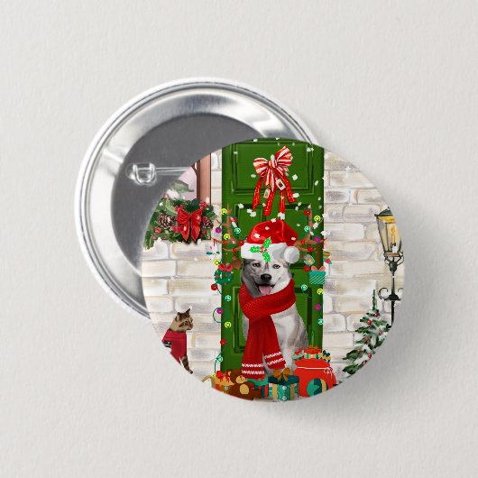 Siberian Husky Dog Kerstmis Ronde Button 5,7 Cm (Voorkant /achterkant)