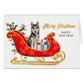 Siberian Husky Dog-kerstslaapkaart (Voorkant Horizontaal)