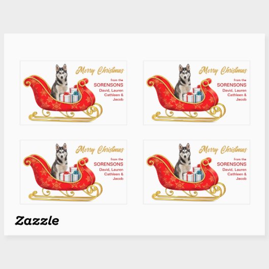 Siberian Husky Dog kerstsmaakje Rechthoekige Sticker (Vel)