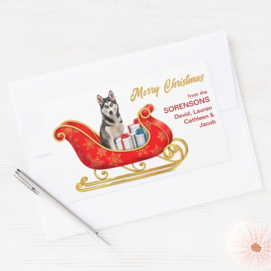 Siberian Husky Dog kerstsmaakje Rechthoekige Sticker (Envelop)