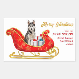 Siberian Husky Dog kerstsmaakje Rechthoekige Sticker