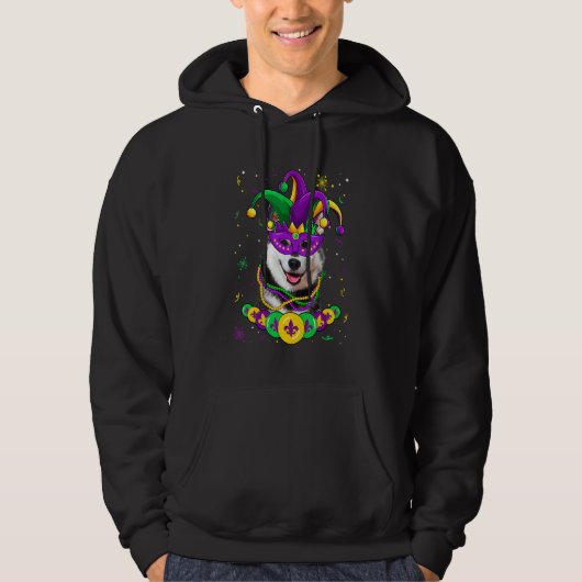 Siberian Husky Dog Lover Mardi Gras Carnival Mask  Hoodie (Voorkant)