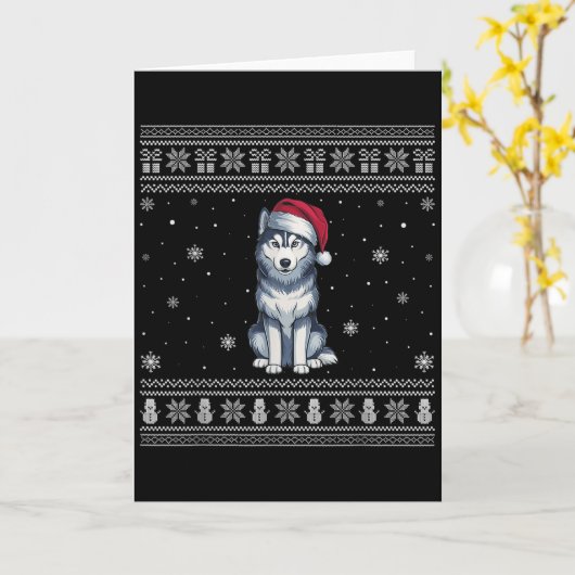 Siberian Husky Dog Lovers Men Women Santa Ugly Xma Kaart (Gele Bloem)