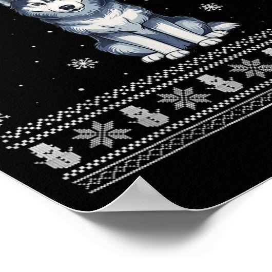 Siberian Husky Dog Lovers Men Women Santa Ugly Xma Poster (Hoek)