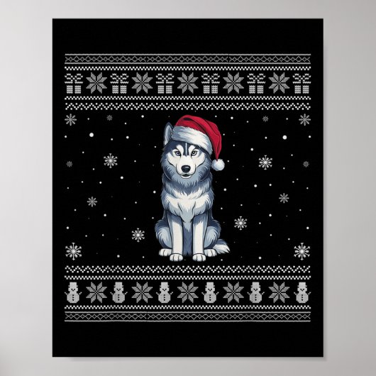 Siberian Husky Dog Lovers Men Women Santa Ugly Xma Poster (Voorkant)