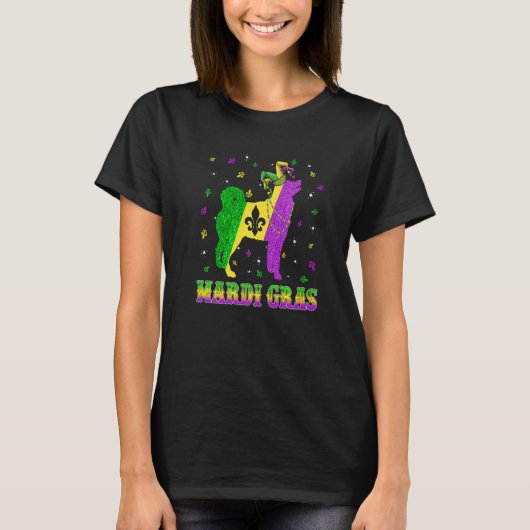 Siberian Husky Dog Mardi Gras Carnival Jester Bead T-shirt (Voorkant)