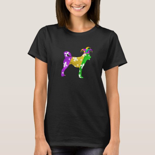 Siberian Husky Dog Mardi Gras Carnivals Funny Pupp T-shirt (Voorkant)