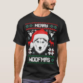 Siberian Husky Dog Merry Woofmas Kerstmis T-shirt (Voorkant)