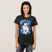 Siberian Husky Dog met blauwe ogen T-shirt (Voorkant volledig)