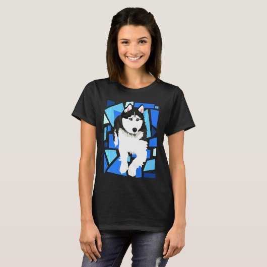Siberian Husky Dog met blauwe ogen T-shirt (Voorkant volledig)