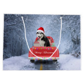 Siberian Husky Dog op sneeuw tijdens de kerstmis Groot Cadeauzakje (Achterkant)