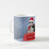 Siberian Husky Dog op sneeuw tijdens de kerstmis Koffiemok (Voorkant links)