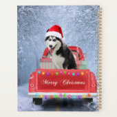 Siberian Husky Dog op sneeuw tijdens de kerstmis Planner (Achterkant)