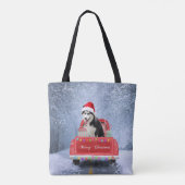 Siberian Husky Dog op sneeuw tijdens de kerstmis Tote Bag (Achterkant)