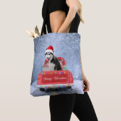 Siberian Husky Dog op sneeuw tijdens de kerstmis Tote Bag (Dichtbij)