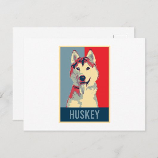 Siberian Husky Dog Portrait Pop Art Uitnodiging Briefkaart (Voorkant / Achterkant)