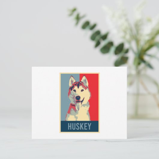 Siberian Husky Dog Portrait Pop Art Uitnodiging Briefkaart (Staand voorkant)