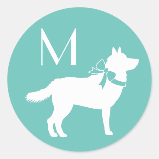 Siberian Husky Dog Puppy Malamut Ronde Sticker (Voorkant)