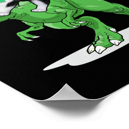 Siberian Husky Dog Riding Dinosaur Cool Halloween Poster (Hoek)