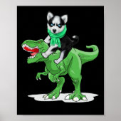Siberian Husky Dog Riding Dinosaur Cool Halloween Poster (Voorkant)