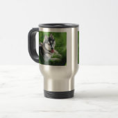 Siberian Husky Dog Roestless Travel Mug Reisbeker (Voorkant links)