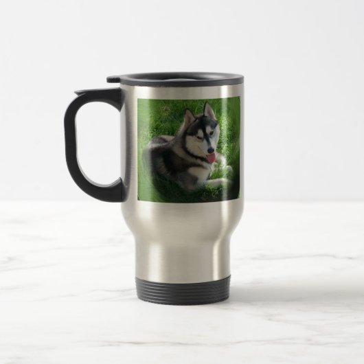 Siberian Husky Dog Roestless Travel Mug Reisbeker (Links)