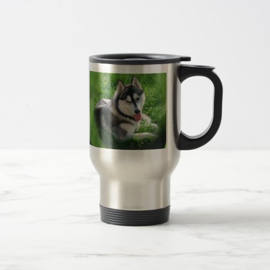Siberian Husky Dog Roestless Travel Mug Reisbeker (Rechts)