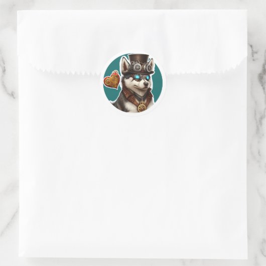 Siberian Husky Dog Ronde Sticker (Tas)