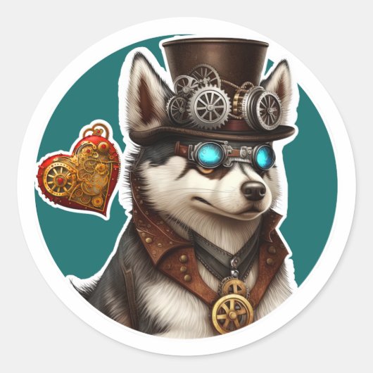 Siberian Husky Dog Ronde Sticker (Voorkant)