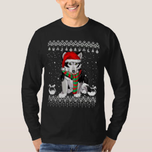 Siberian Husky Dog Santa Hat Xmas Ugly T-shirt