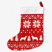 Siberian Husky Dog Silhouettes Pattern Holiday Kleine Kerstsok (Achterkant)