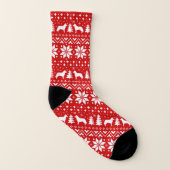 Siberian Husky Dog Silhouettes Red Holiday Pattern Sokken (Rechts - buiten)