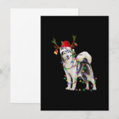 Siberian Husky Dog Tree Christmas Lights Xmas Paja Kaart (Voorkant / Achterkant)