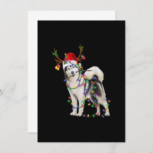 Siberian Husky Dog Tree Kerstlights Xmas Paja Kaart (Voorkant / Achterkant)