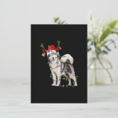Siberian Husky Dog Tree Kerstlights Xmas Paja Kaart (Staand voorkant)