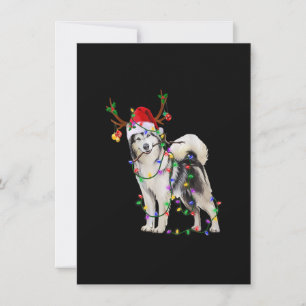 Siberian Husky Dog Tree Kerstlights Xmas Paja Kaart