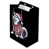 Siberian Husky Dog Ugly Sweater Santa Hat Xmas Medium Cadeauzakje (Achterkant Gekanteld)