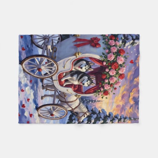 Siberian Husky Dog Valentine's Day Fleece Deken (Voorkant (Horizontaal))