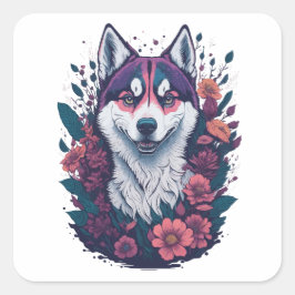 Siberian Husky Dog Vierkante Sticker