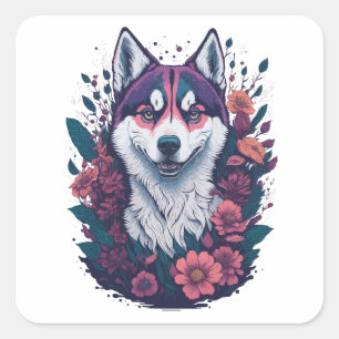 Siberian Husky Dog Vierkante Sticker